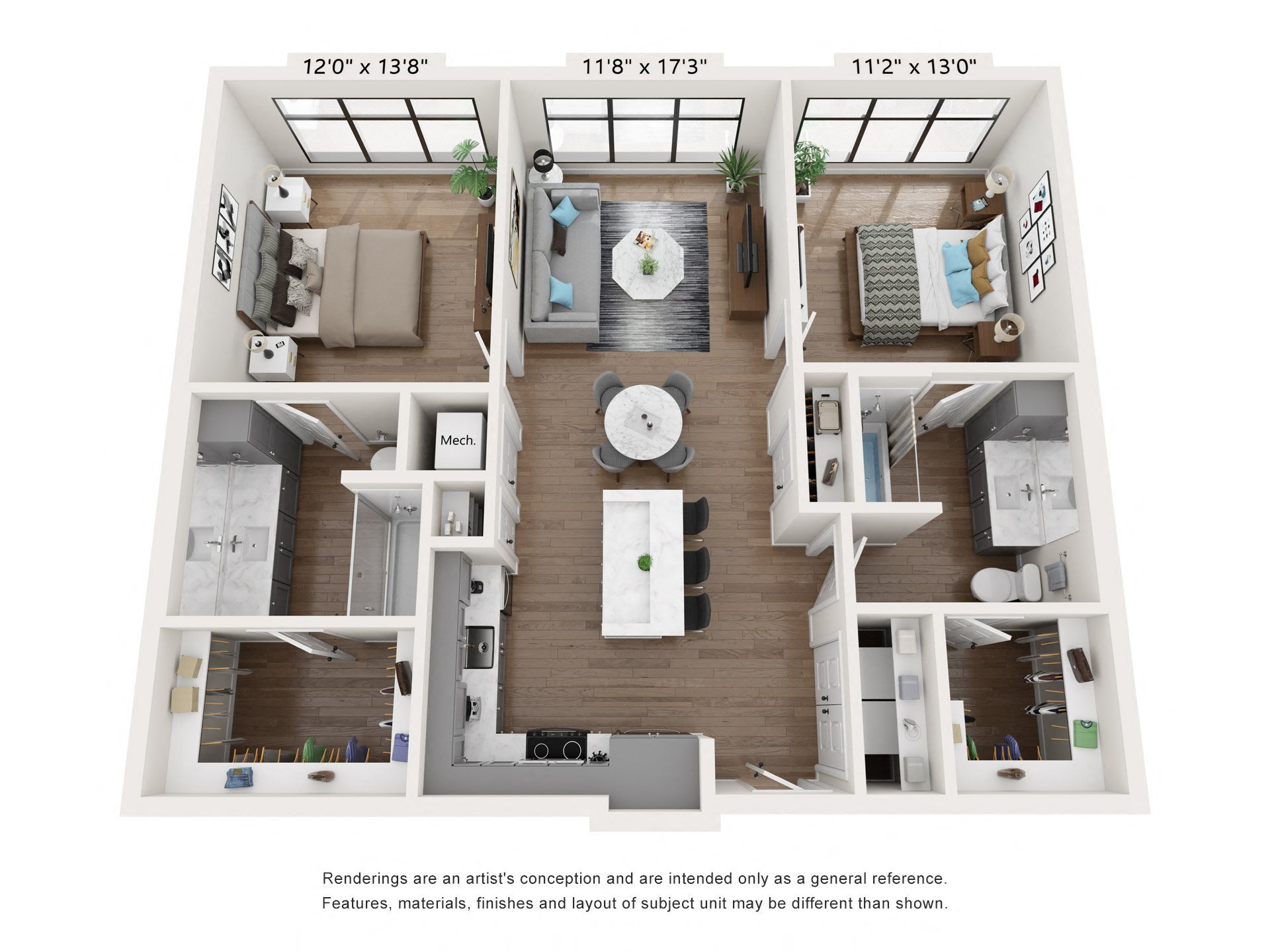 B1: 2 Bed 2 Bath floor plan